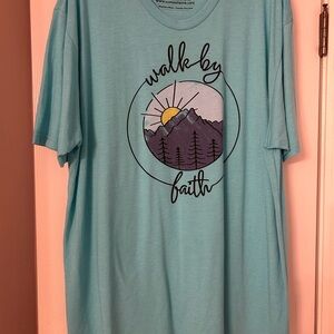 Walk by Faith Graphic Tee - Blue